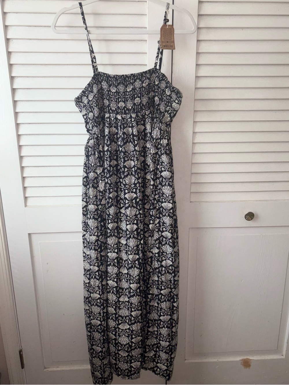 NWT Natural Life Bailey Maxi Dress M Black Cream Floral Boho Pockets - Picture 4 of 7